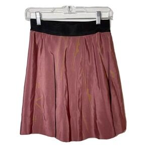 Vena Cava Silk Pleated A-line Skirt Womens Size 0 Red Elastic Waist Pull On